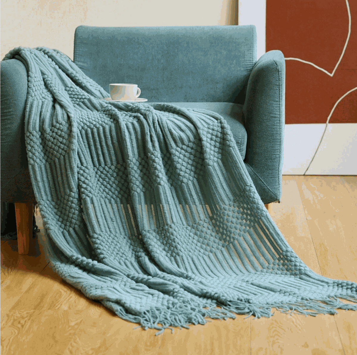 Knitted Throw Blanket – Lightweight Warmth, Instant Cosy Comfort