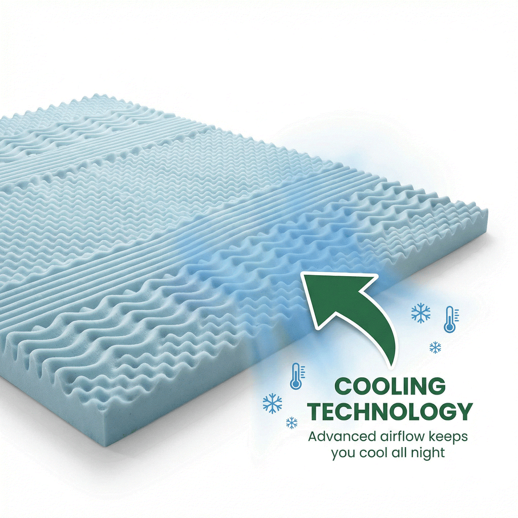 Memory Foam Mattress Topper 5cm – Relieve Pressure, Sleep Cooler, Wake Refreshed