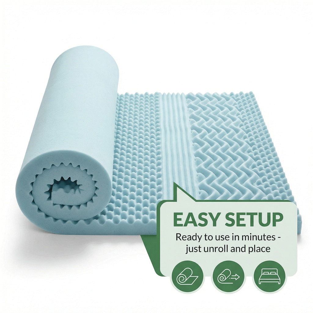 Memory Foam Mattress Topper 5cm – Relieve Pressure, Sleep Cooler, Wake Refreshed