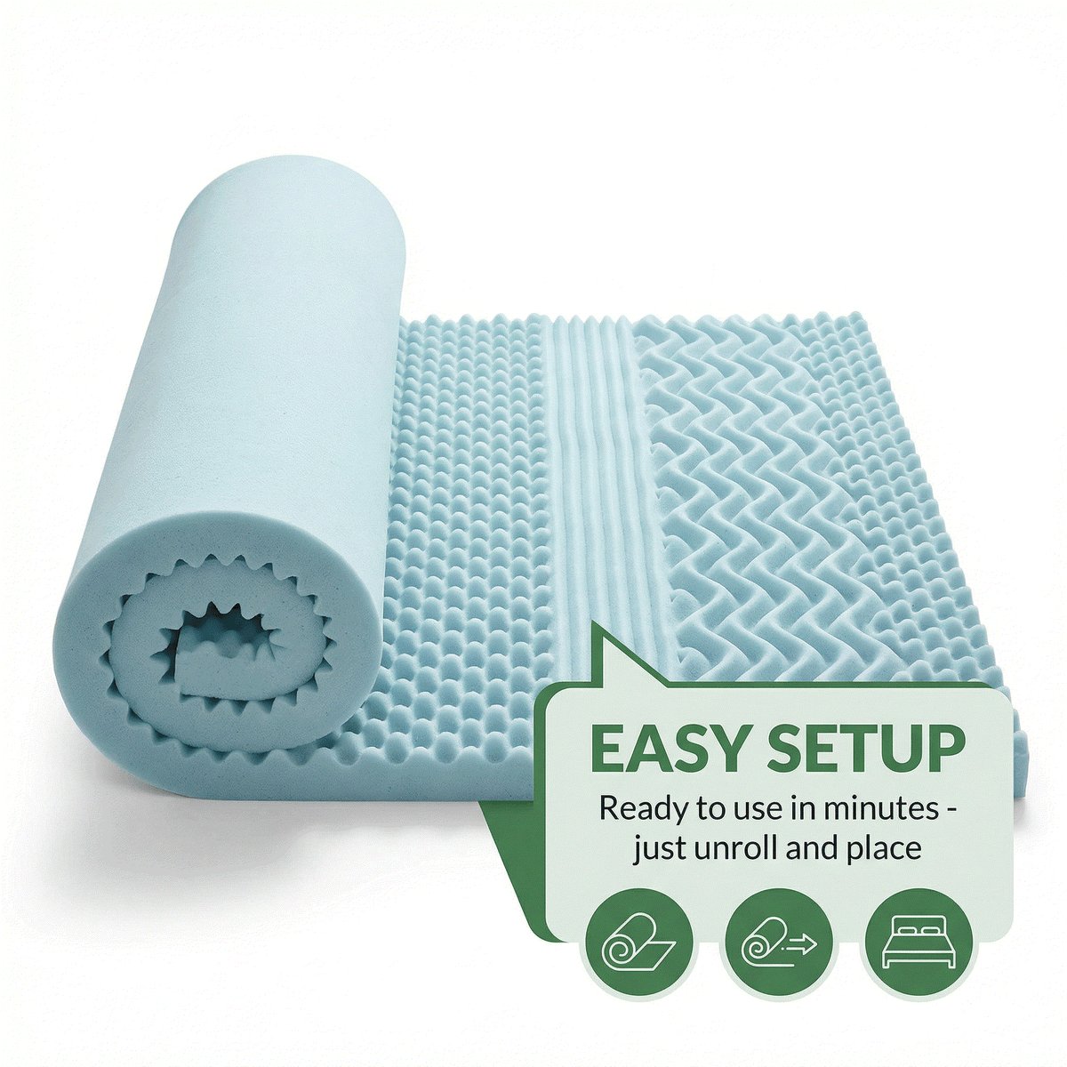 Memory Foam Mattress Topper 5cm – Relieve Pressure, Sleep Cooler, Wake Refreshed